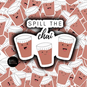 Mignon Chai Magnet | Thé, Imperméable à l’eau, Réfrigérateur, Réfrigérateur, Kawaii, Die Cut, Aimant brillant, Snack indien, Indien, Desi, Aimants Desi