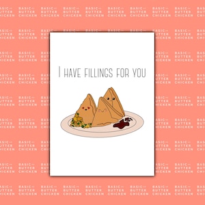 Leuke Samosa-kaart | Desi Food Woordspelingen, Desi Kaarten, Indiase kunst, Indiase snack, Desi Cadeaus voor haar, Desi Wenskaarten