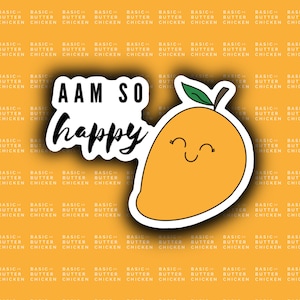 Niedliche Mango (Aam) Aufkleber | Wasserdicht, iPad, BUJO, Bangladesh, Planer, Kawaii, Bengali, Glossy Stickers, indischer Snack, Desi Stickers