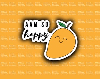 Niedliche Mango (Aam) Aufkleber | Wasserdicht, iPad, BUJO, Bangladesh, Planer, Kawaii, Bengali, Glossy Stickers, indischer Snack, Desi Stickers