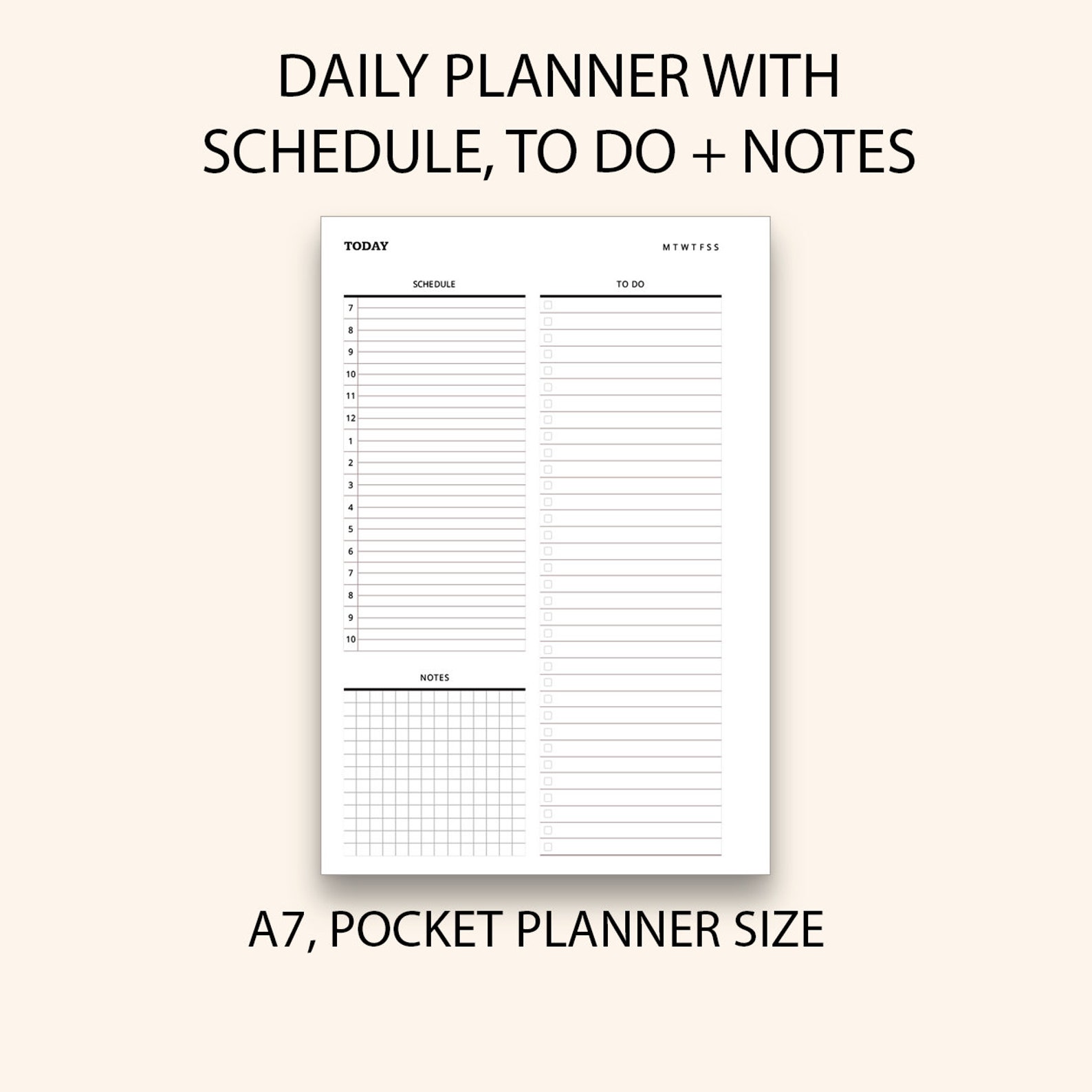 Printable To Do List Pocket Size Daily To Do List Printable | Etsy