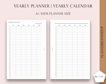 Printable A5 Yearly Tracker Two Page Spread, Yearly Overview, Yearly ...