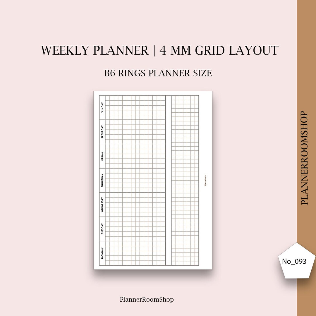 B6 Rings Inserts, Week on One Page, Printable B6 Planner Inserts ...