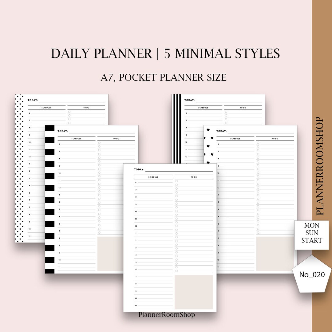 Daily Planner Printable Pocket Size Daily Planners and Etsy