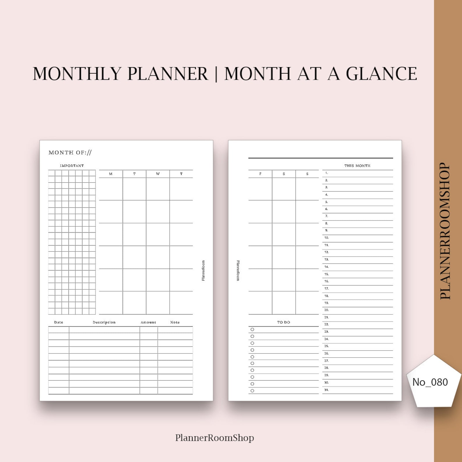Month on Two Pages Printables for Personal Size Undated - Etsy