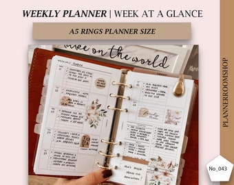 Weekly Planner Agenda, Weekly Planner Printable A5 Planner Inserts, Printable Weekly Calendar Pages, Yearly Weekly Planner, 043