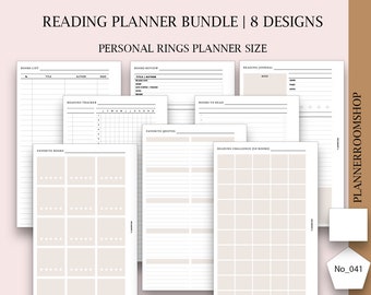 Books tracker, Printables for reading, Personal rings planner size, digital download, Books to read inserts, 041