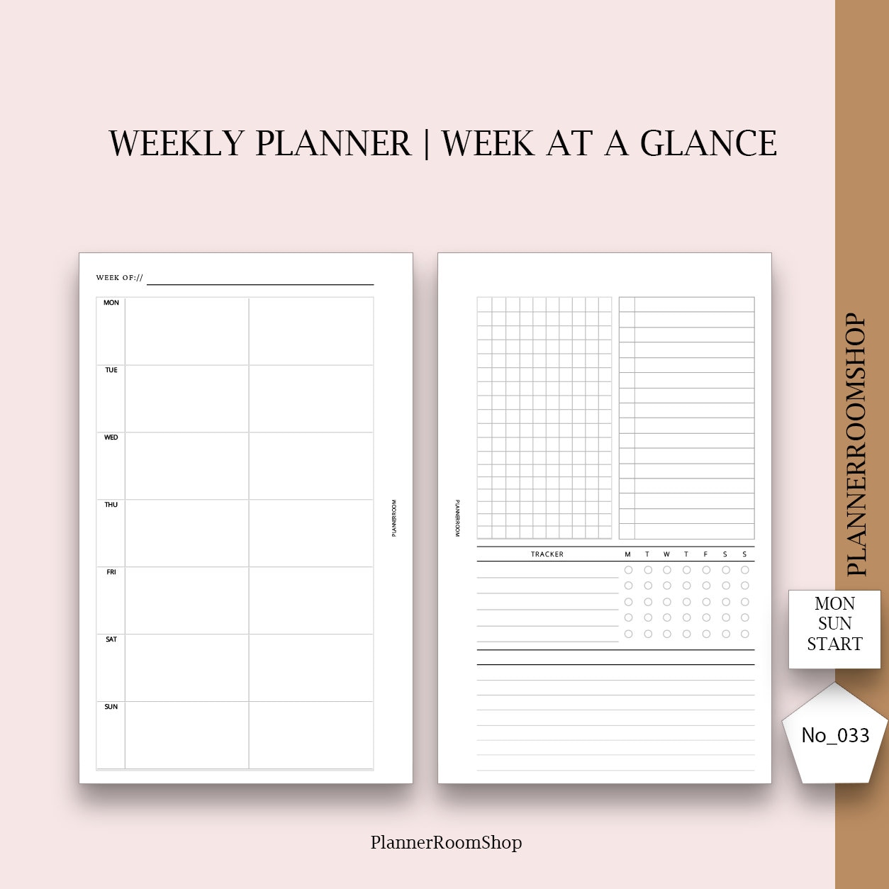 Weekly Printable Planner, Half Letter Inserts, Undated Weekly Planner ...