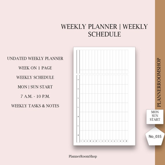 Panoramica della settimana, inserti per agenda stampabile ad anelli A6,  agenda settimanale, foglio di pianificazione oraria layout WO1P, download  digitale, 035 -  Italia