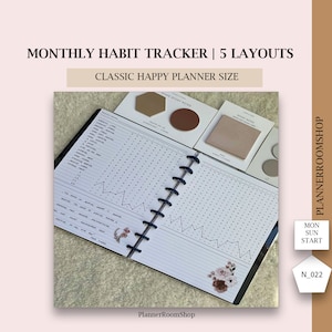 Happy Planner Dashboard Printable Monthly habit tracker insers, Happy Planner Dashboard Layout, Classic Happy Planner Printable Homebody 022