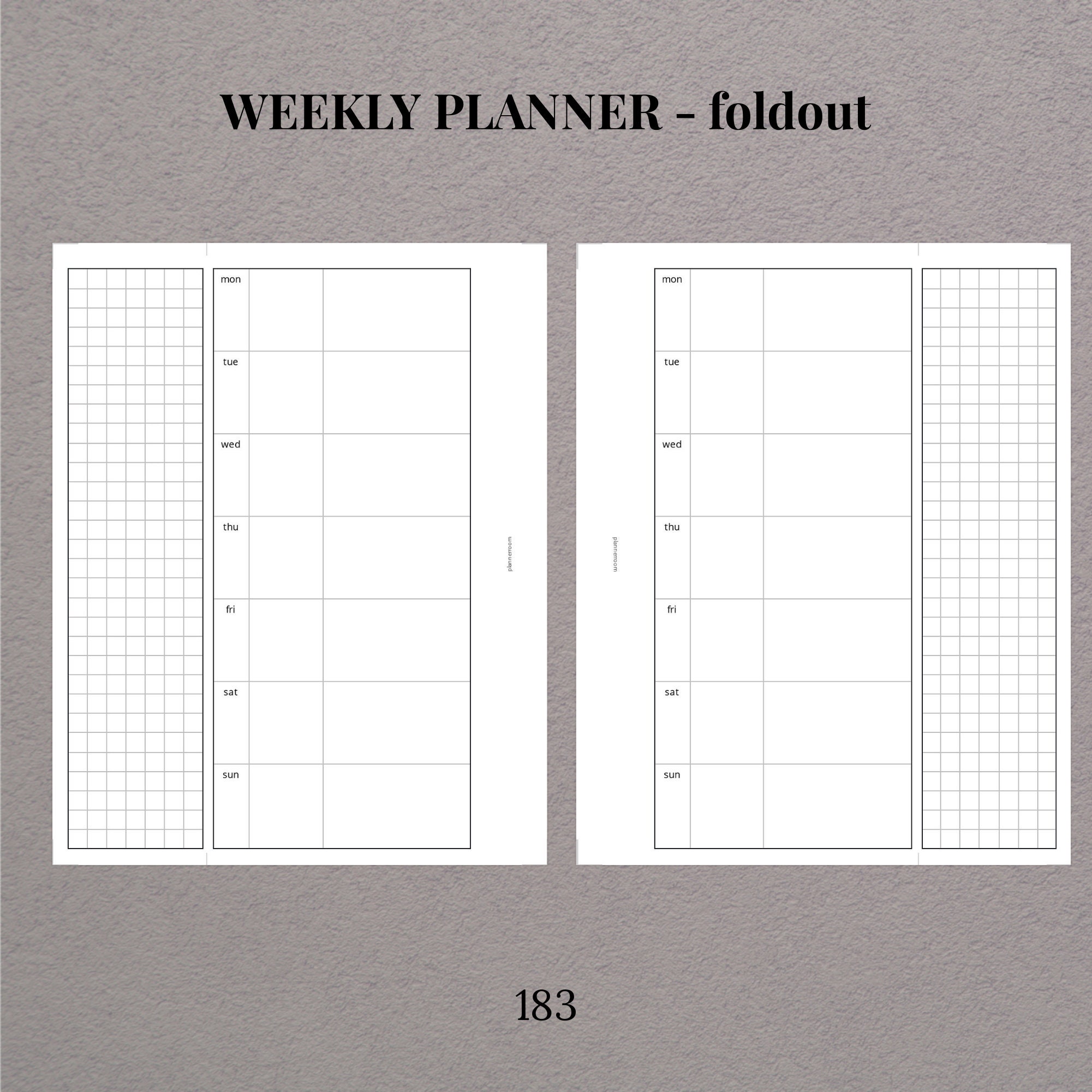 A5 Rings Weekly Planner Foldout, Minimal Printable Weekly Inserts, 183 ...
