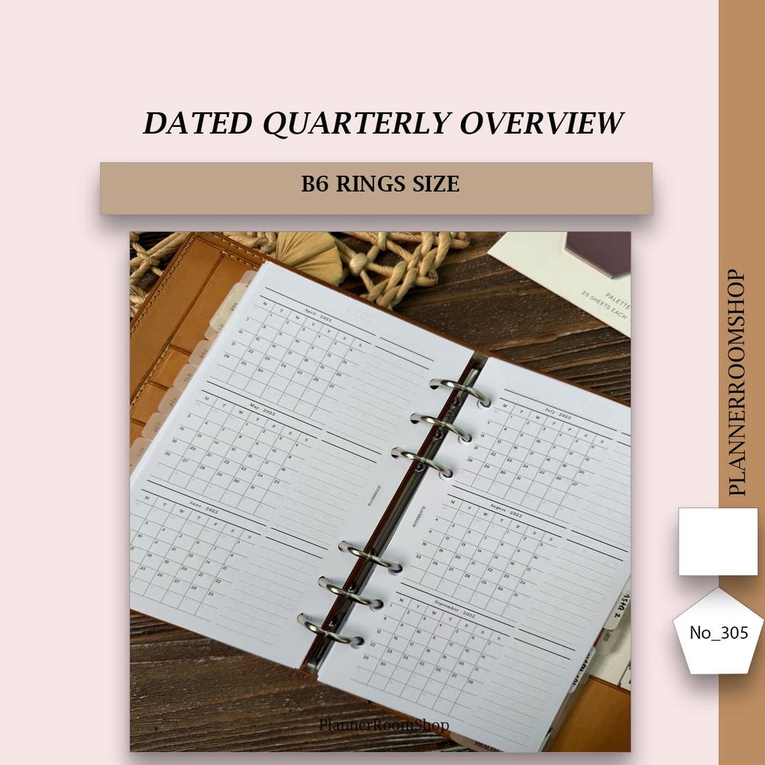 2026 Quarterly Dated Printable Yearly Planner for B6 Rings Size, 305 - Etsy