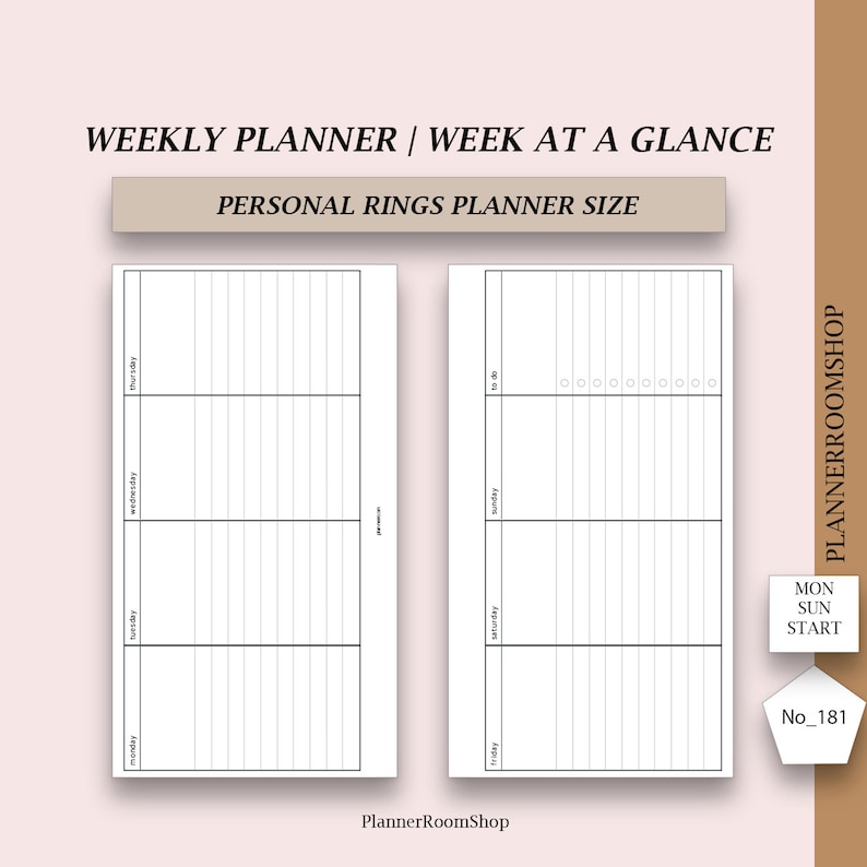 Weekdays Ring Printable ADHD Weekly Planner With Weekly Schedule and Tasks, Personal ...