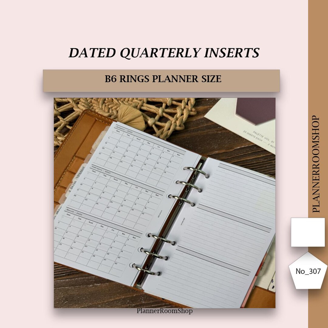 2025 Quarterly Dated Printable Yearly Planner for B6 Rings Size, 307 - Etsy