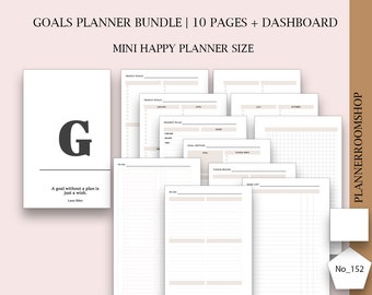 Digital goal planner bundle, Goal setting, Printable goal tracker, Productivity planner,  Printable minimal planner, Mini HP, 152