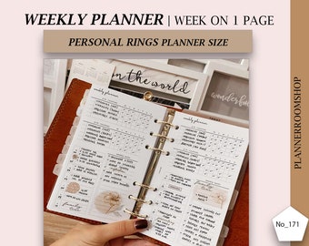 ADHD printable weekly planner adult for Personal size, Cleanings planner, Work printable inserts, Self care planner refill, 171