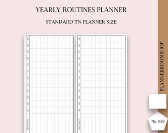 Standard TN, Printable yearly task list, Routines inserts, Yearly routines, digital planner, 050