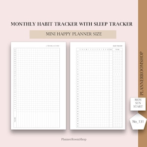 MINI HAPPY PLANNER Einsätze, druckbare Happy Planner Einsätze, Gewohnheit, Schlaf monatlich Tracker, Mambi Mini, Happy Planner Mini Printable 131