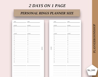 ADHD printable 2 (two) days on 1 page planner inserts, Daily planner for personal rings planner size, ADHD planner adult, 049