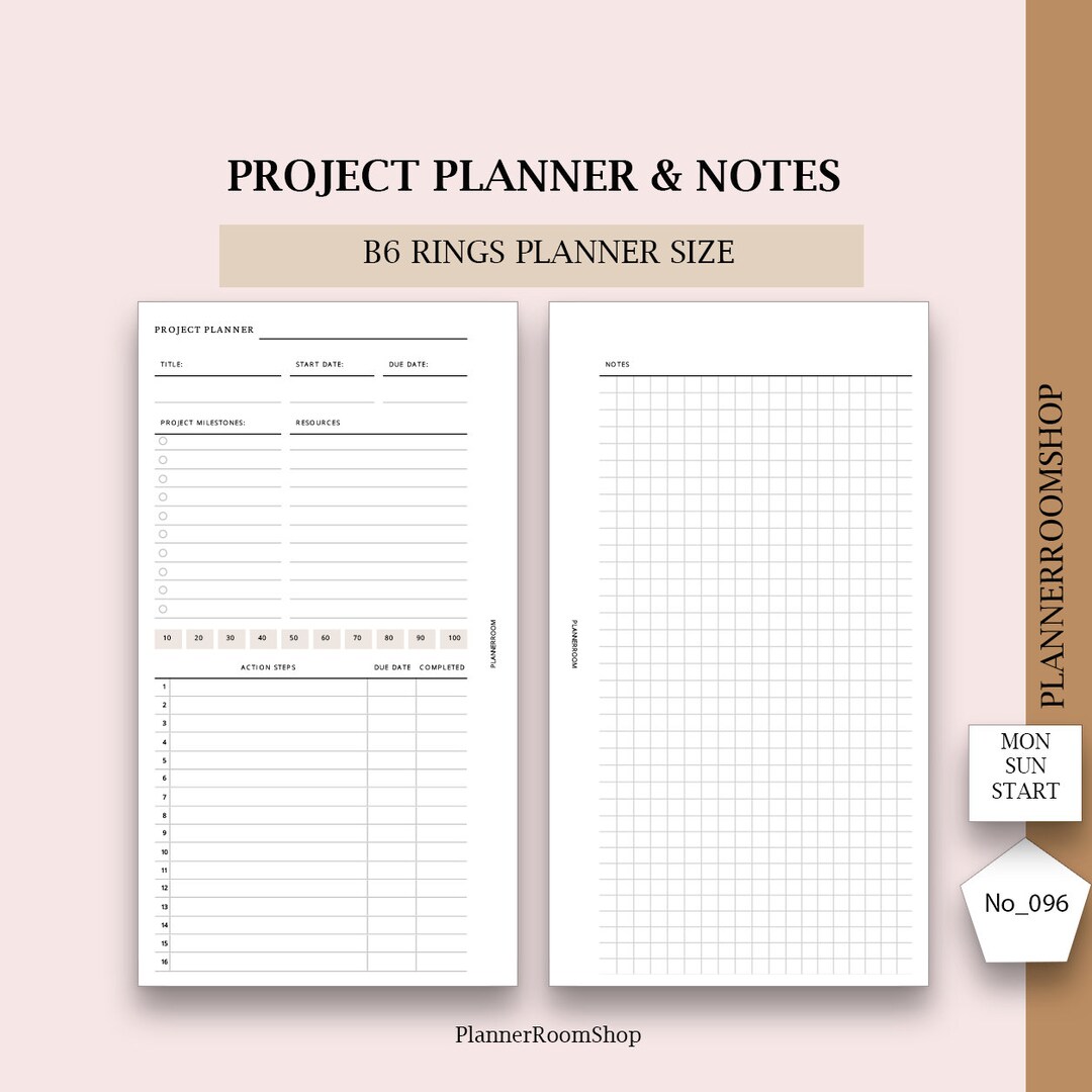 B6 Rings Printable Project Planner, Goals Planning, Productivity ...