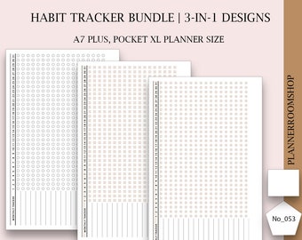 Afdrukbare planner, zak XL, grote maat, cirkel gewoontetrackerbundel, plannerbundel, checklisttracker, maandelijkse gewoontetracker, 053