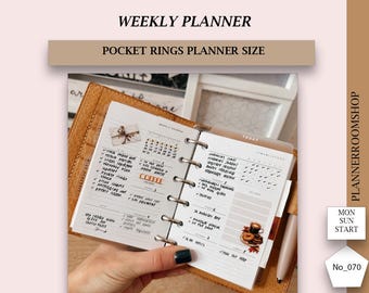 Horario semanal, Imprimibles para bolsillo, Planificador minimalista, Resumen semanal, Tareas semanales y por hacer, Resumen semanal, 070