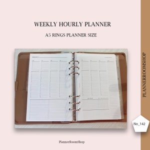 Weekly Hourly Planner, A5 size, Daily Planner, Hourly Planner, To Do List, Productivity Planner, PDF Printable Inserts, Instant Download