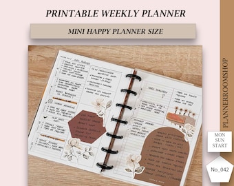 MINI Happy Planner Inserts, Happy Planner Mini Printable Inserts, Weekly Horizontal Undated, Happy Planner Printable Inserts Week, 042