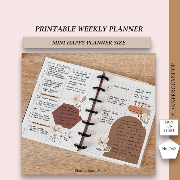 MINI Happy Planner Inserts, Happy Planner Mini Printable Inserts, Weekly Horizontal Undated, Happy Planner Printable Inserts Week, 042