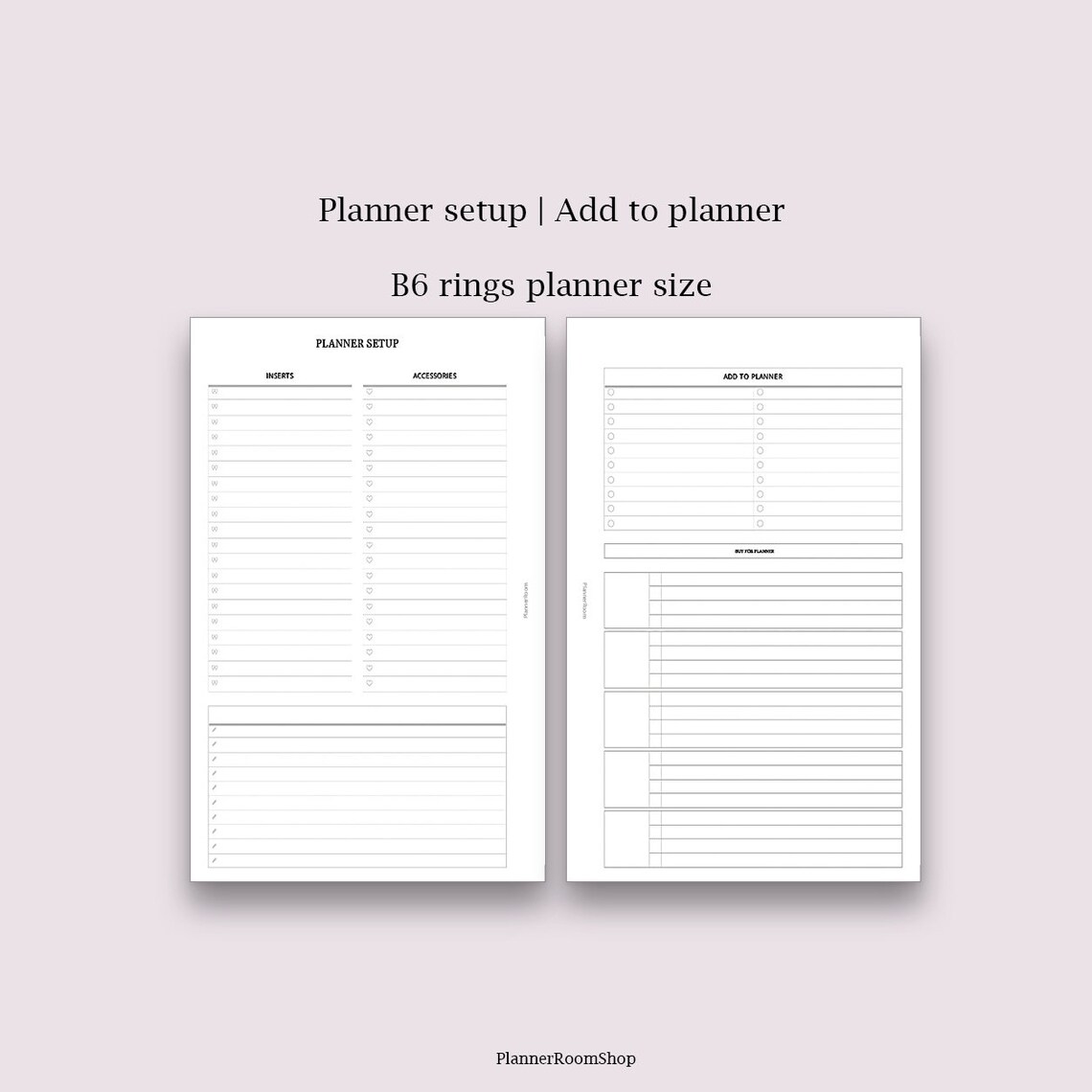 B6 Planner Setup inserts Add to planner printables To buy Etsy