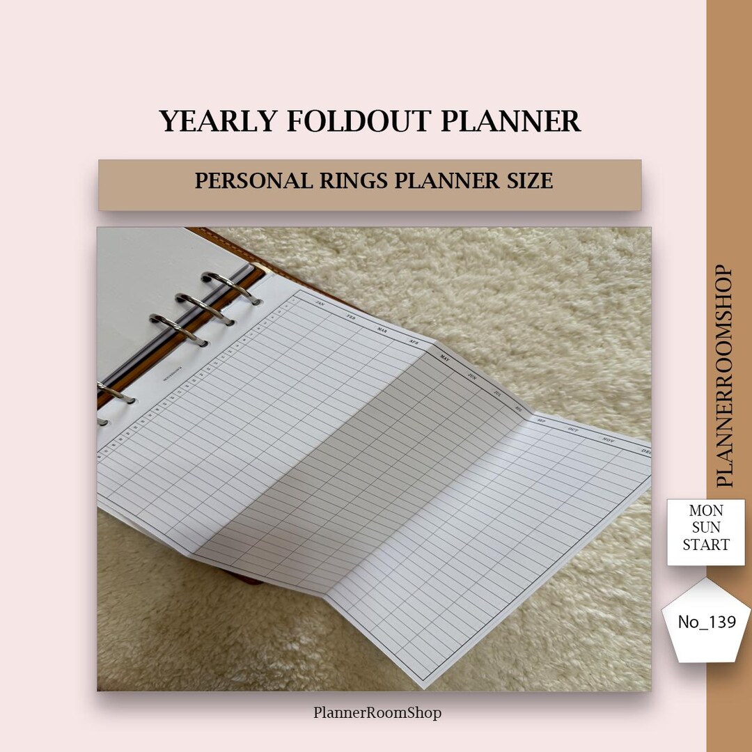 Printable Yearly Foldout Tracker, Undated Personal Planner Inserts ...