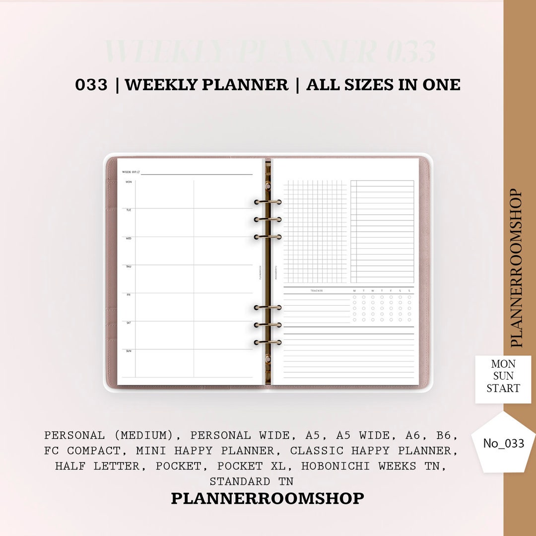 Weekly Planner Calendar, Printable Week on 2 Pages, Weekly Planner Page ...