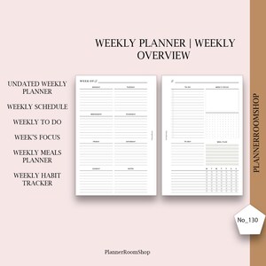 Weekplanner Afdrukbare persoonlijke planner inserts, weekschema afdrukbaar, wekelijkse planner sjabloon, wekelijkse planner agenda afbeelding 3