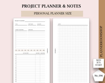 Personal rings printable project planner, Goals planning, Productivity planner, Progect management, Filofax personal, Medium MM agenda, 096