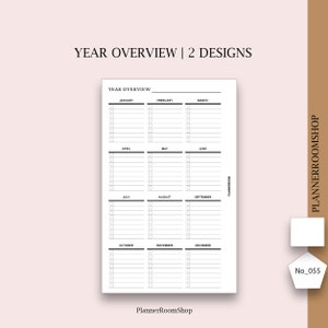 Pocket Size Calendar Printable, Year at A Glance, Yearly Calendar ...