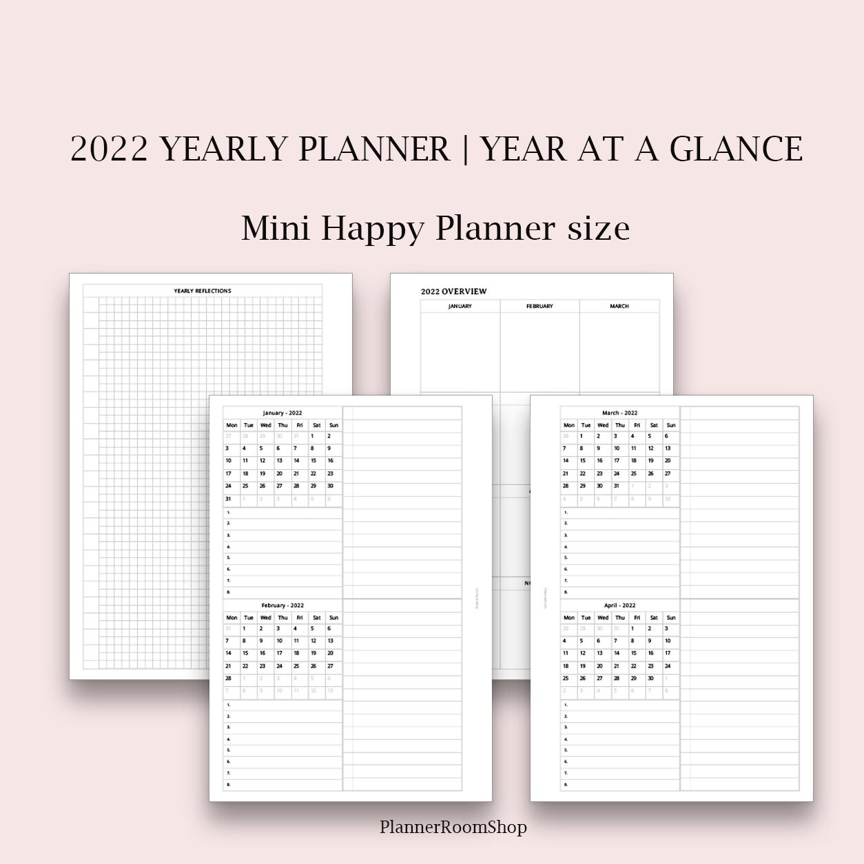 2022 mini happy planner 2022 monthly printable 2022