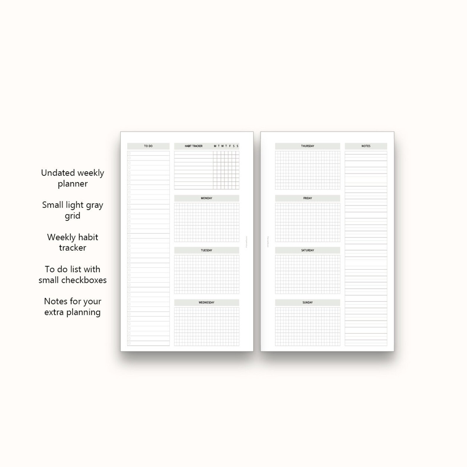 Minimalist weekly planner A7 Pocket planner inserts Small Etsy