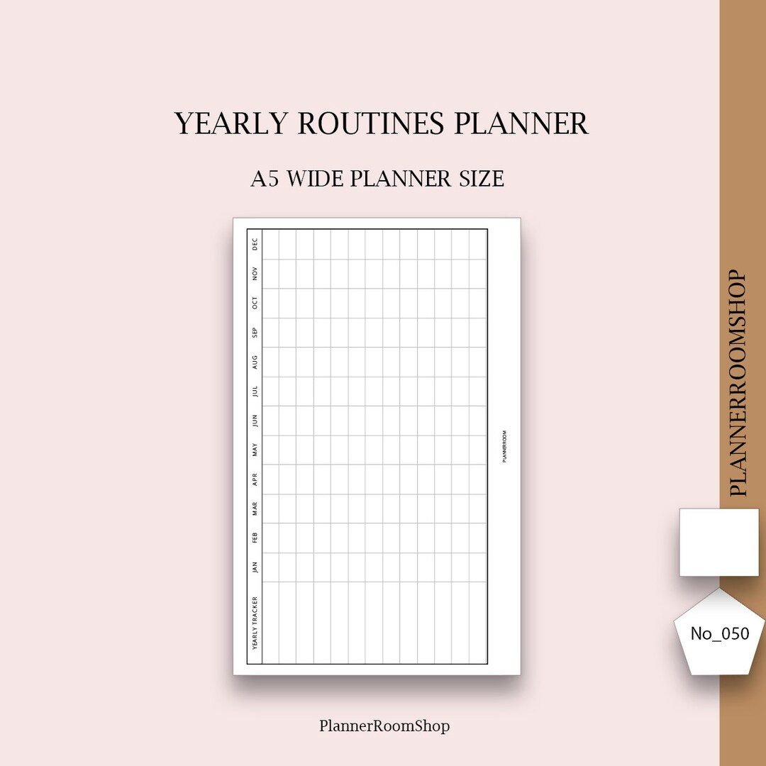 Printable yearly task list a5 wide planner routines inserts yearly