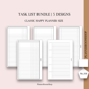 Lista de seguimiento de listas, insertos de Happy Planner clásicos, lista de tareas pendientes, lista de compras, lista de deseos, lista de deseos, creación de listas de inserción, 038