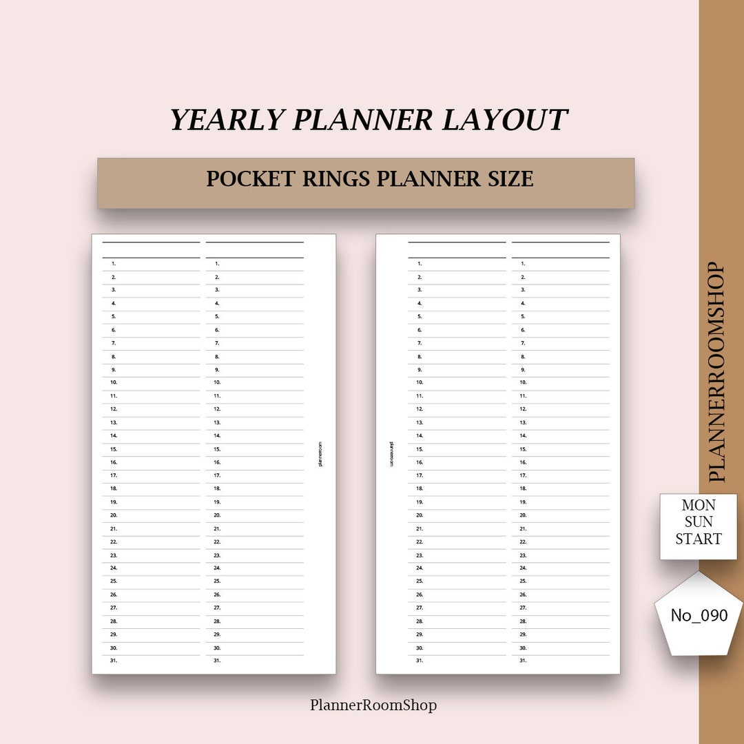Printable Yearly Planner, Annual Agenda Inserts, Year at a Glance, Life ...