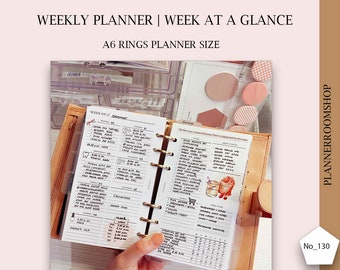 Weekly Planner Printable A6 Planner Inserts, Weekly Schedule Printable, Weekly Planner Template, Weekly Planner Agenda