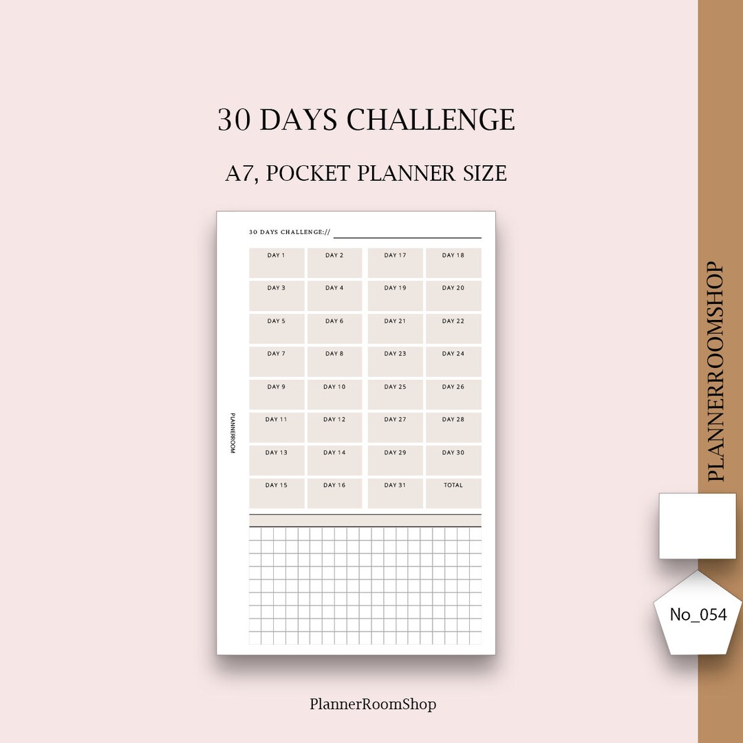 Challenge Printables, A7 Pocket Planner Inserts, Sport Challenge, Fitness Challenge, Steps ...