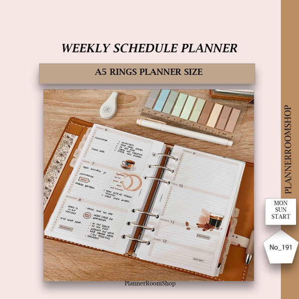 Time blocking printable weekly schedule planner, Time block journal, hourly planner for A5 rings agenda, Time boxing planner, 191