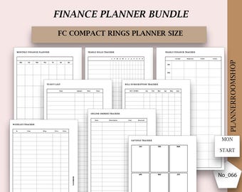 Planificador de presupuesto imprimible, hojas FC Compact, carpeta de presupuesto, planificador de gastos, registro de ingresos, registro de facturas, planificador financiero digital, 066