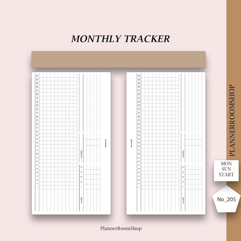 Printable Monthly Habit Tracker for Personal Rings Size | Daily, Weekly ...