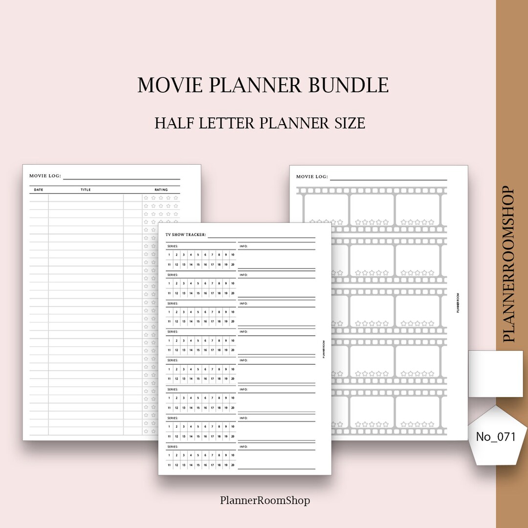 Movie Tracker Printable, Movie Watchlist Planner, Half Letter Size ...