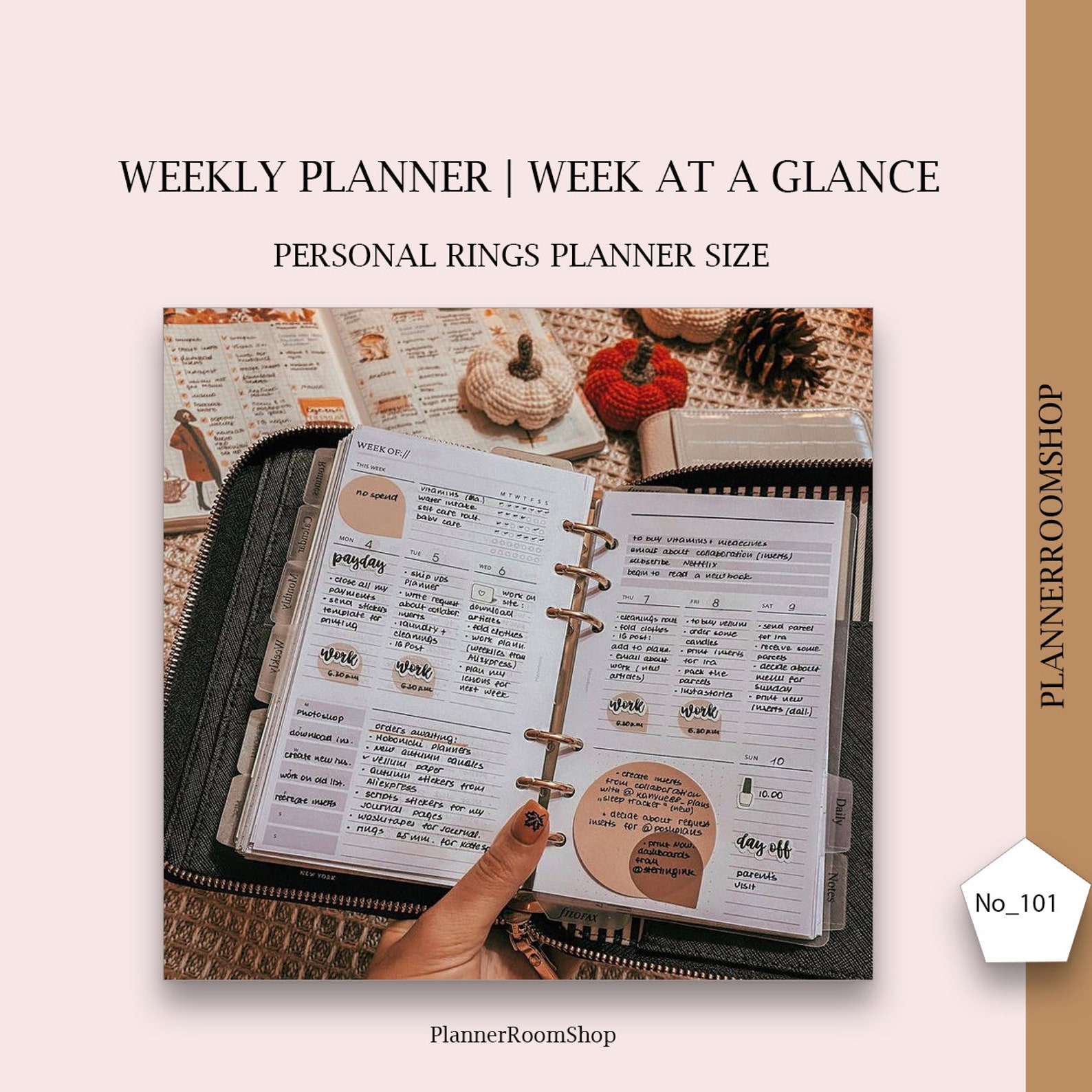 Weekdays Ring Week at a Glance, Personal Rings Size, Weekly Overview, Printable ...