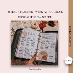 Week at a glance, Personal rings size, Weekly overview, Printable weekly inserts, Weekly template, Digital weekly planner, 101