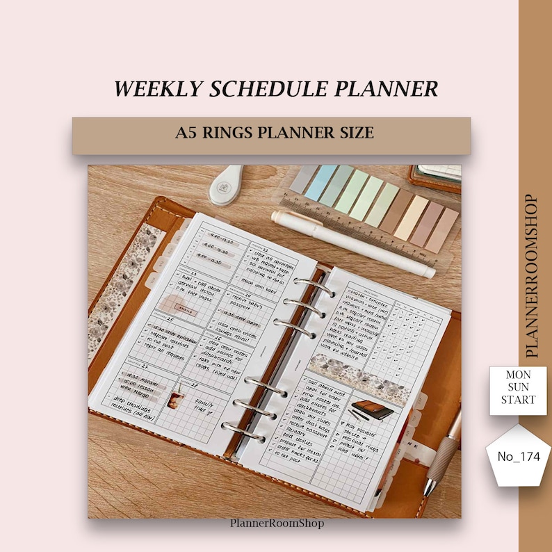 Printable ADHD Weekly Planner Adult for A5 Rings Planner Size ...