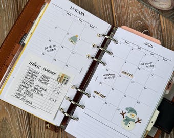 Planificador imprimible 2026 - FC Compact Month en 4 páginas, recambios para agenda de anillas, planificador mensual con fechas, Filofax, recambios con encuadernación de anillas, 322